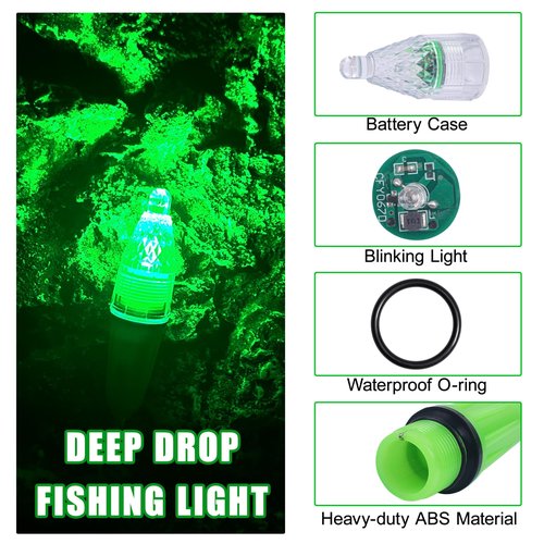 Green Underwater Fishing Light, 3 pcs / 5 pcs Deep Drop LED Waterproof Light Night Fishing Bait Lure Attractant Lamp 4.7in, 6.7in