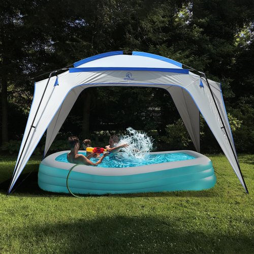 REDCAMP 6-8 Person Beach Canopy Tent with Side Wall, 10ft Cabana Beach Tent with Ground Pegs and Carry Bag, Sun Shelter Rainproof, Waterproof for Camping, Backyard, Fishing, Parties, Picnics