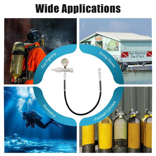 Kogone 4500PSI SCBA Paintball Fill Station Charging Adapter with 60cm Microbore Hose