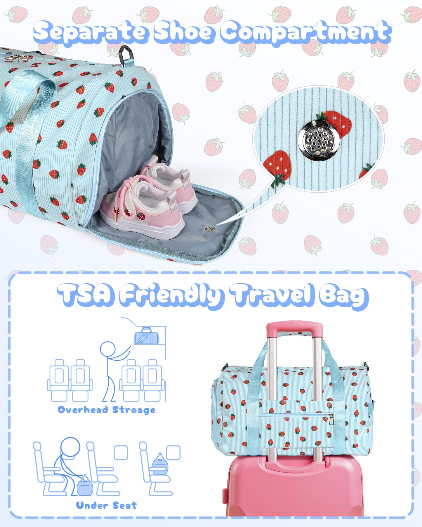 Vogewood Birthday Gift for Teenager, Girls Gym Bag, Kids Personalized Weekend Duffel Bags with Shoe Compartment, Initial Travel Tote with Makeup Bag, Dance Recital Gifts for Toddler (Letter N)