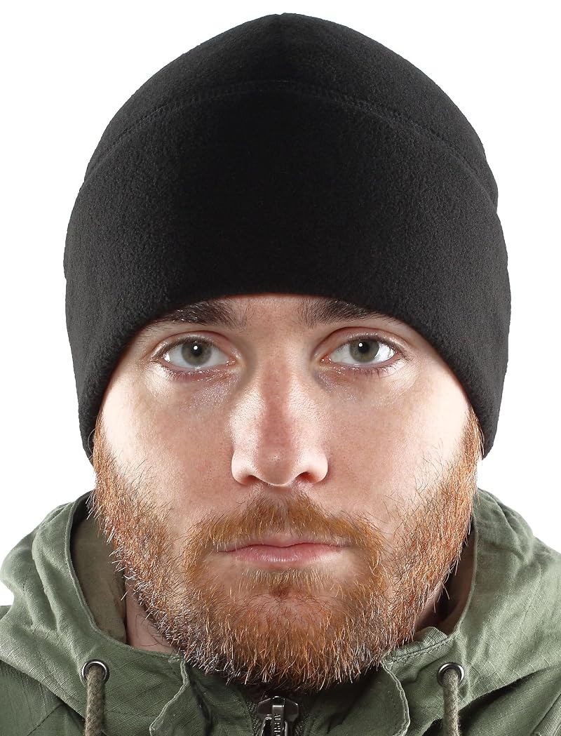 2SBR 2SABERS Fleece Winter Warm Beanie Hat for Men, Black Large