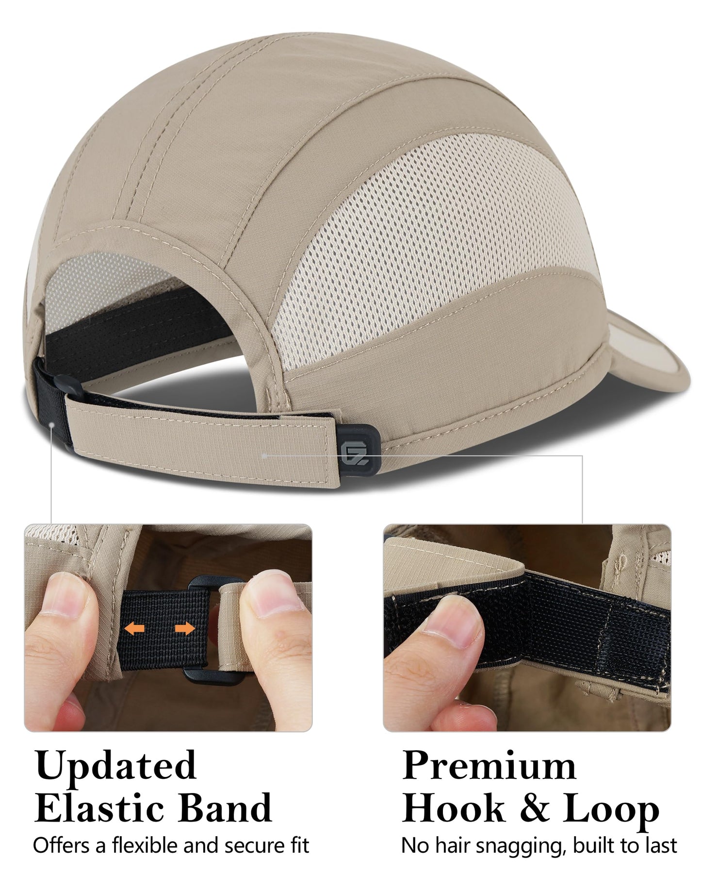 GADIEMKENSD Cooling Running Hat Quick Dry Summer Baseball Cap UPF50+ Sports Sun Caps Breathable Mesh Trucker Dad Hats Unstructured for Golf Tennis Hiking Gym Travel Camping Khaki M/L 7-7 1/2