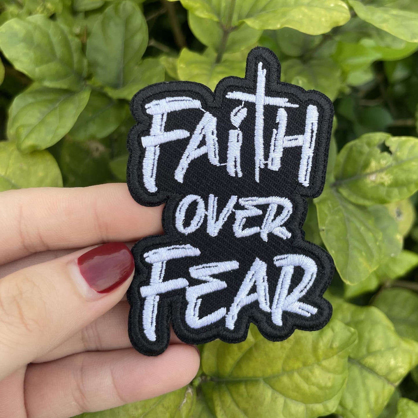 GELATUDU Faith Over Fear Patch-3 Inches Iron On/Sew On Embroidered Applique Patch, Embroidery Patches for Clothes Backpacks Hats, Embroidered Patch, Funny Christian DIY Accessories