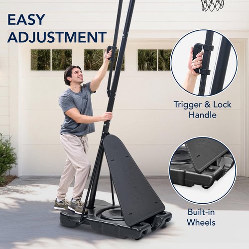 Best Choice Products 4.4-10ft Adjustable Regulation Basketball Hoop, Portable Goal w/Shatterproof Backboard, Ball Return, Base Gel - White
