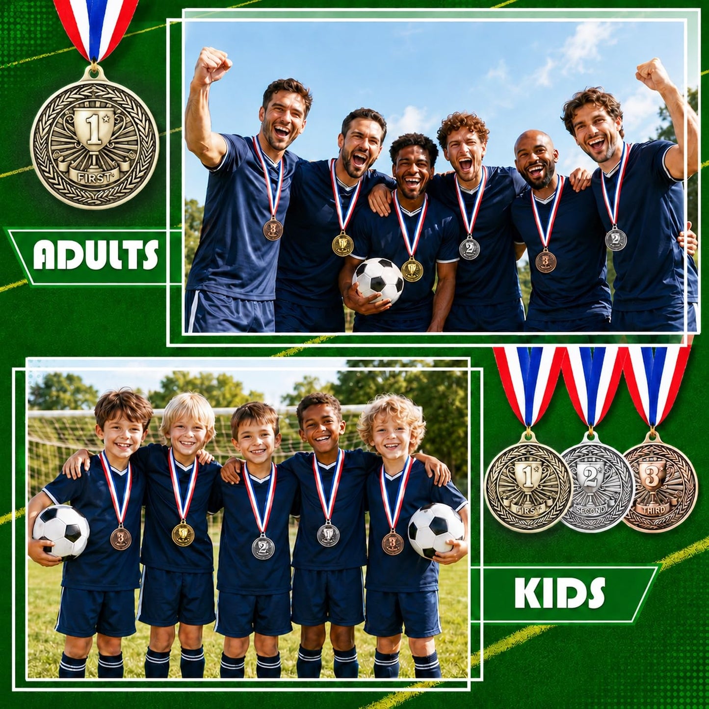 Medals for Awards 1st 2nd 3rd Place Prize for Adults Sports Party Soccer Basketball Competition Winner Trophy