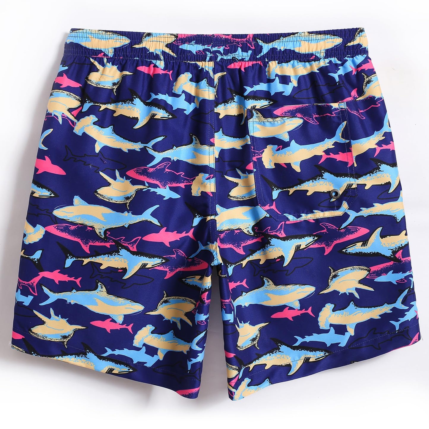 maamgic Mens Swim Trunks Quick Dry Swim Shorts with Mesh Lining Funny Swimwear Bathing Suits 7inch Colorful Shark X-Small