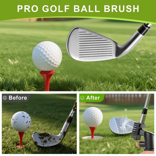 Go Pal Golf Club Cleaner: 5oz Portable Water Bottle Golf Club Brush with Groove Cleaner, Nylon Bristles, Towel, Retractor, Push Button for Easy Cleaning - Golf Club Bag Accessories for Men Women