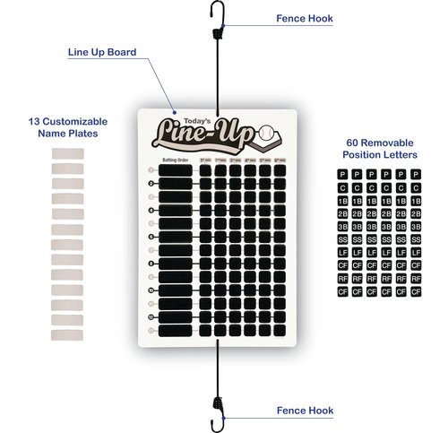 Jacer Products 13 Player Line Up Board (13 Player Line Up Board, Gray)