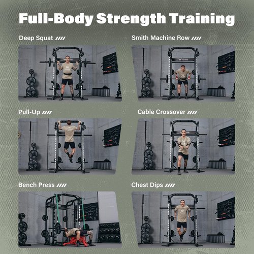 Major Fitness Drone2 Smith△ Machine – All-in-One Home Gym Squat Rack with Weight Bar, Dual LAT Pull-Down Systems & Cable Crossover Machine for Full-Body Workouts