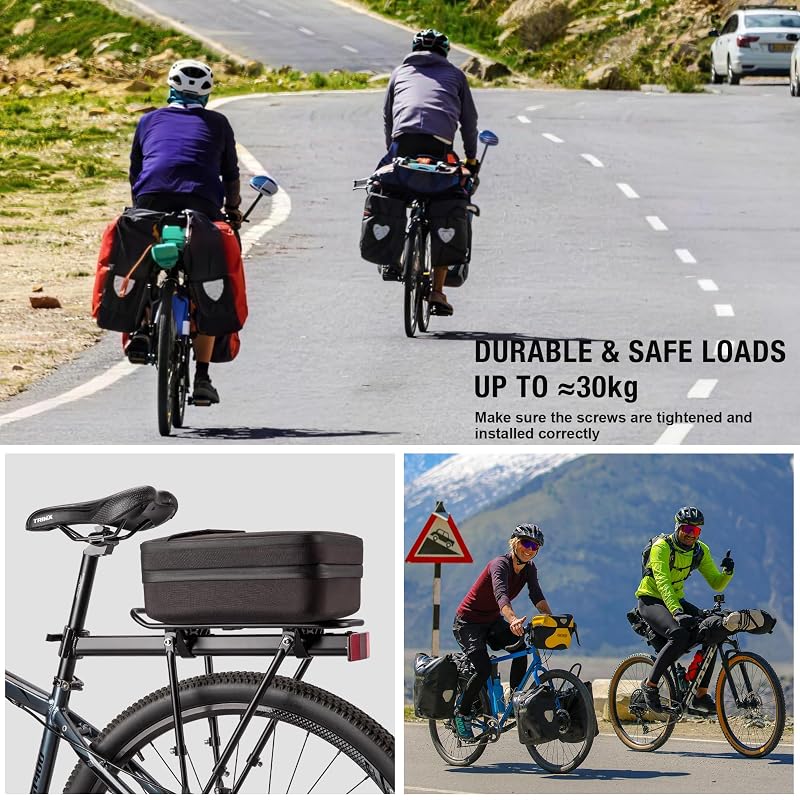 Rear Bike Rack Seat Post Mount | Universal 24-29 Inch Cargo Rack 66lb Capacity