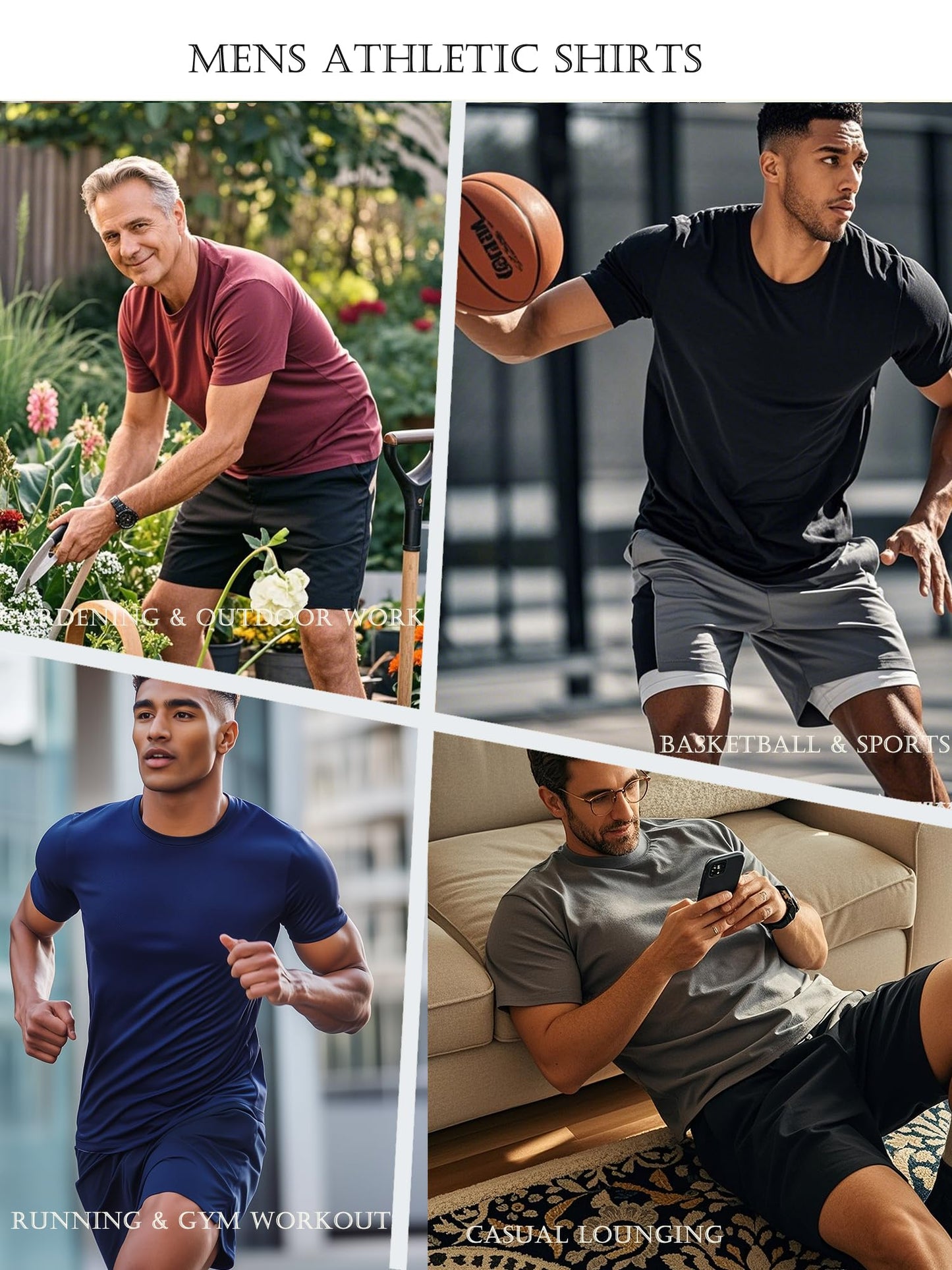 Yafanqi 7/8 Pack Mens Short Sleeve Shirts Quick Dry Moisture Wicking Athletic Running Gym Workout Casual Basic Tee Shirt