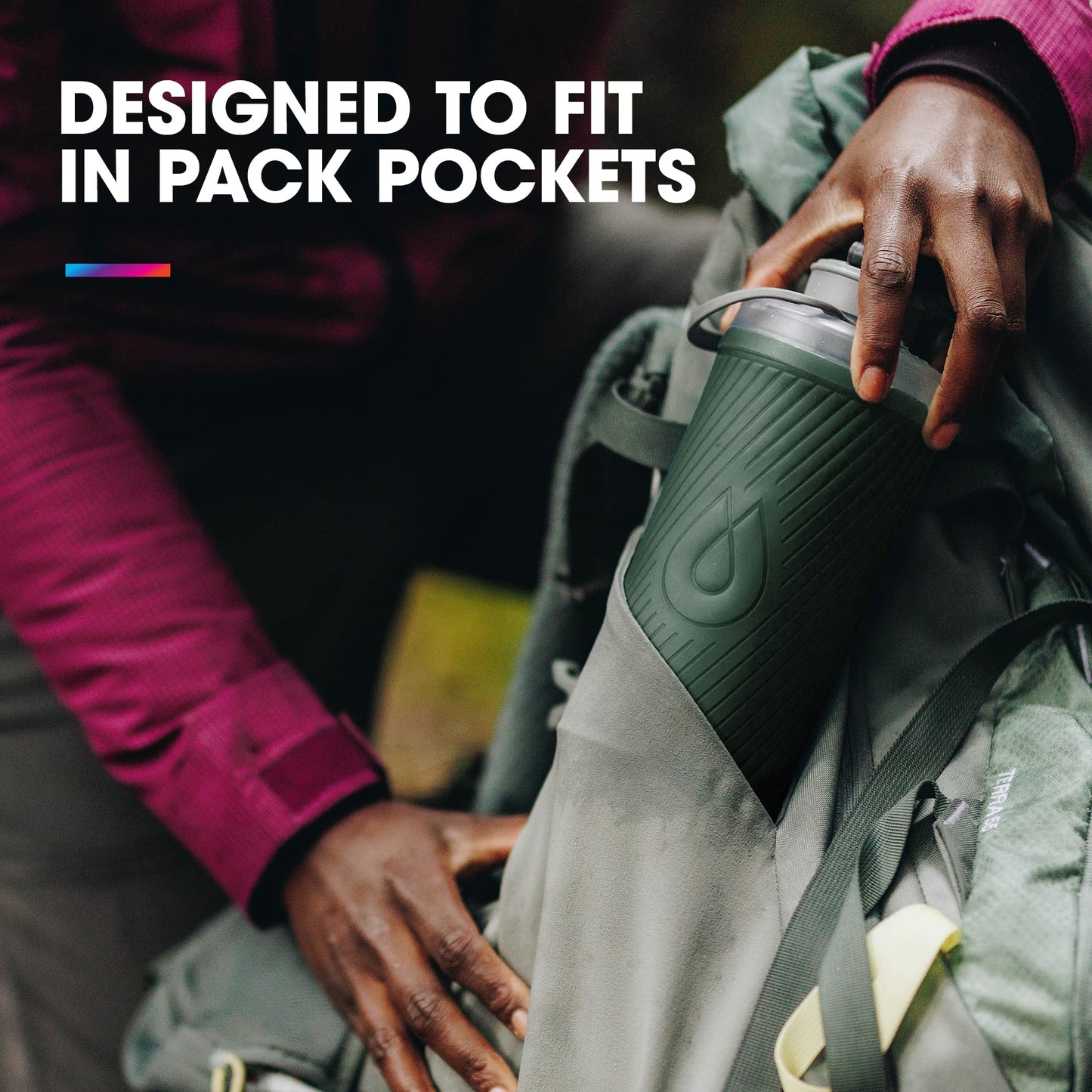 HydraPak Flux - Collapsible Backpacking Water Bottle (750ml) - BPA Free, Ultra Light, Spill-Proof Twist Cap - Mammoth Grey
