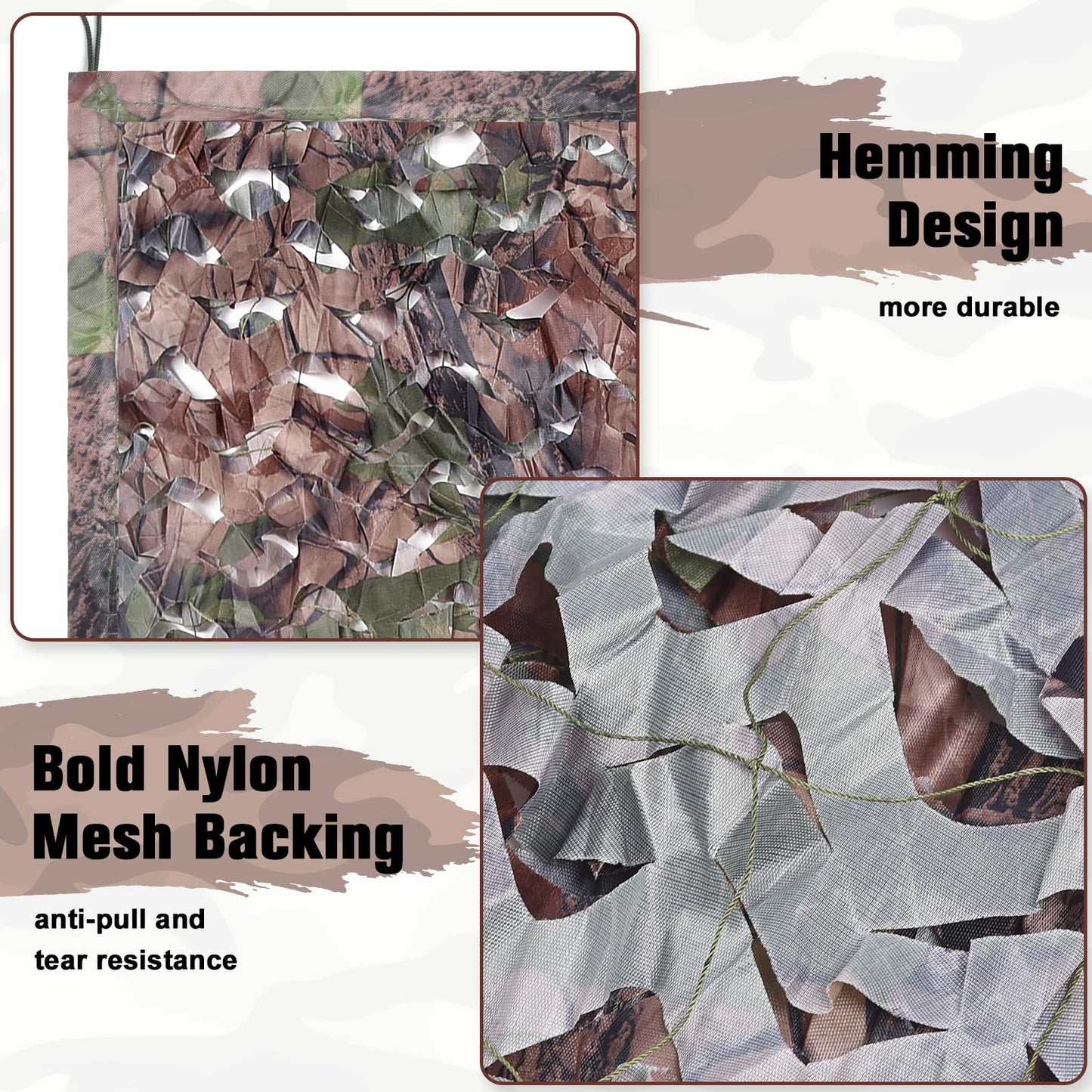 Yeacool Camo Netting Mesh Camouflage Netting Military Surplus Hunting Blind Net for Camping Military Theme Party Decor Backdrop Sunshade Car Cover Shooting (Camo Bionic Leaves,19.7ftx19.7ft, 6m*6m)