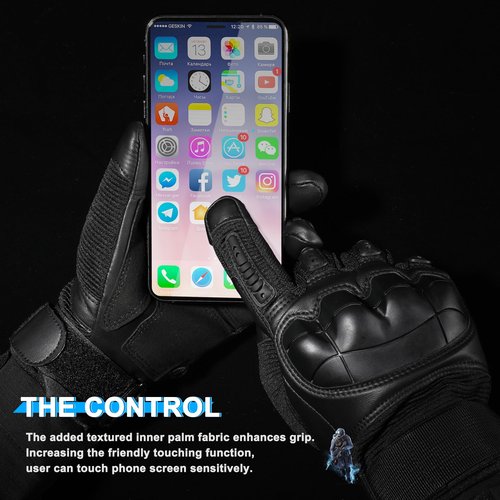 WTACTFUL Touch Screen Tactical Gloves for Men Airsoft Paintball Gear Motorcycle MTB Bike Cycling Cross-Country Motorbike ATV Hunting Hiking Riding Driving Work Outdoor Full Finger Gloves M Black