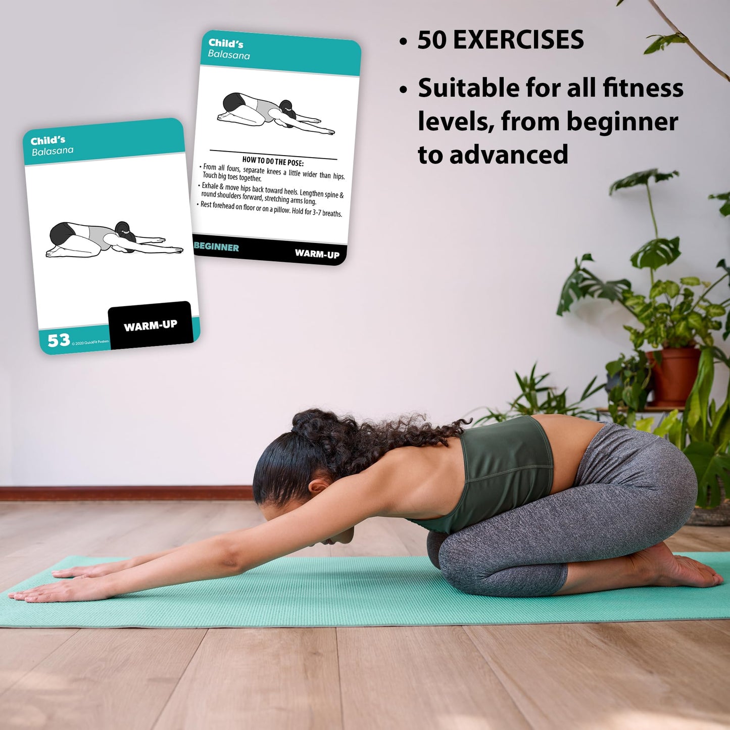 2 Pack Yoga Pose Exercise Cards Volume 1 & 2 - Yoga Positions and Workout Fitness Cards with Over 100 Poses - 2.5" x 3.5"