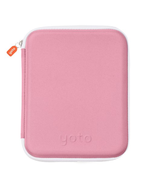 YOTO Card Case in Think Pink ??Kids Accessory, Soft Portable Folder with Zipper & 64 Pockets for Player & Mini Audiobook Cards, Binder Sleeve Holder for Travel