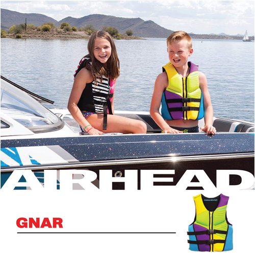 Airhead Youth GNAR Kwik-Dry NeoLite Flex Life Vest, Yellow Multi-color (10074-03-B)