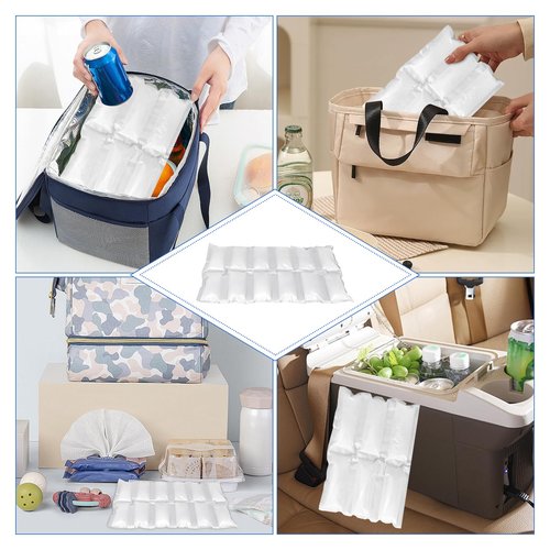 WYKOO 10Packs Ice Pack Sheets for Coolers, Self-Absorbing Ice Pack, Reusable Dry Ice Pack, Flexible Ice Pack Sheets, Lunch Bag Freezer Packs, Ice Mat Cube Sheets for Food Fresh and Beverages Cold