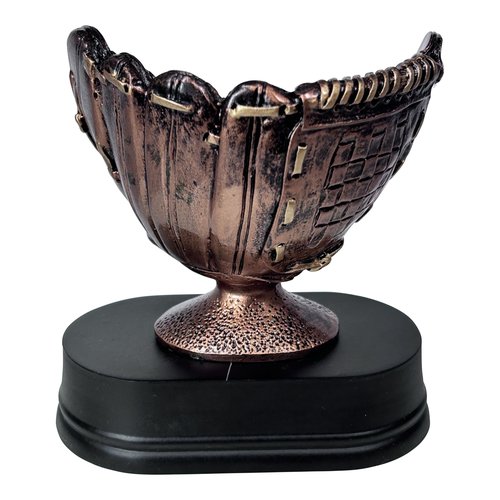 Express Medals Baseball Glove Trophy Display, Bronze Finish on Black Base, Decorative Ball Holder Tee T Coach Pitch Trophies Award Gift Prize Recognition Awards