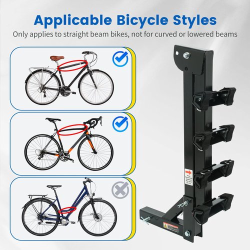 MaxxHaul 70210 Hitch Mount Bike Rack 4-Bike Rack, Black For Cars Trucks SUV's Minivans, Large