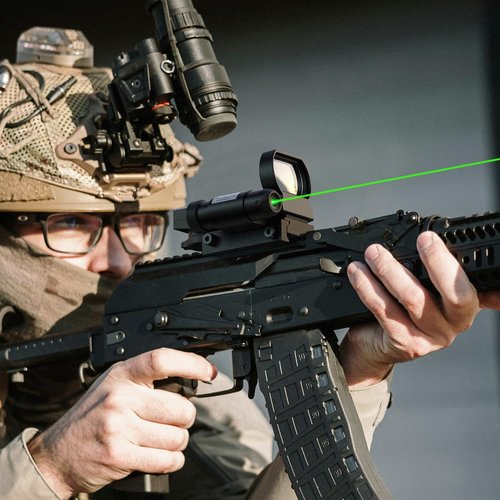 Feyachi RSL-88 Reflex Sight - 4 Reticle Red & Green Dot Sight Optics with Integrated Green Laser Sight Less Than 5mW Output with Pressure Switch
