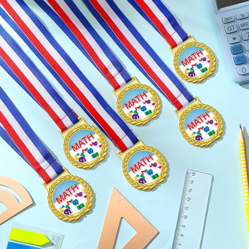 Loetere 30 Pcs Gold Medal for Award Bulk Winner Award Medal with Neck Ribbon Trophy Prize for Student Kid Education Competition Event Winner