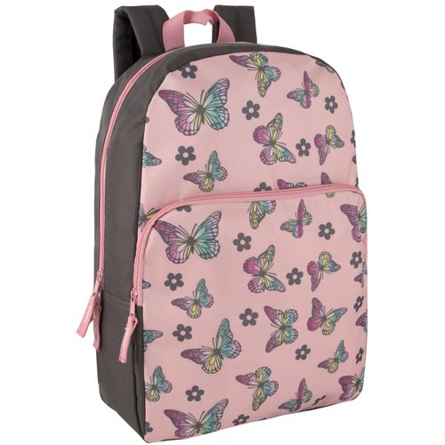 Fun School Backpack for Elementary Middle School Girls and Boys | 17 Inch Printed Backpacks for School Kids, Travel (Big Bold Butterflies)