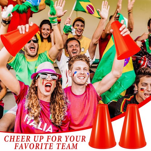 Woanger 24 Pieces Cheer Megaphone for Party Favors Sports Cheers Party Noisemaker Toys Plastic Megaphone for Party Sports Match Game Outdoor Activities (Red)