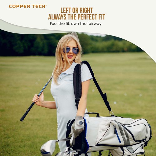 Copper Tech Plus Women’s Copper Infused Golf Glove – White/Khaki – Compression Support, Non-Slip Grip, Arthritis Relief, Pain Support, USGA Approved, One Size