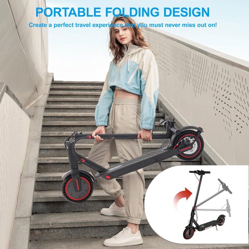 Adults Electric Scooter ，8.5"/10" Tires, 19/22Mph, 350W/500W Motor, 21-28 Miles Range, Folding E-Scooter with Dual Suspension and Braking System with App Control (W4-7.8Ah-350W)