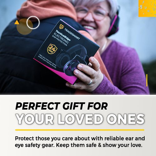 TradeSmart Complete Shooting Eye and Ear Protection: Electronic Earmuffs for Shooting, Range Glasses & Hard Carrying Case
