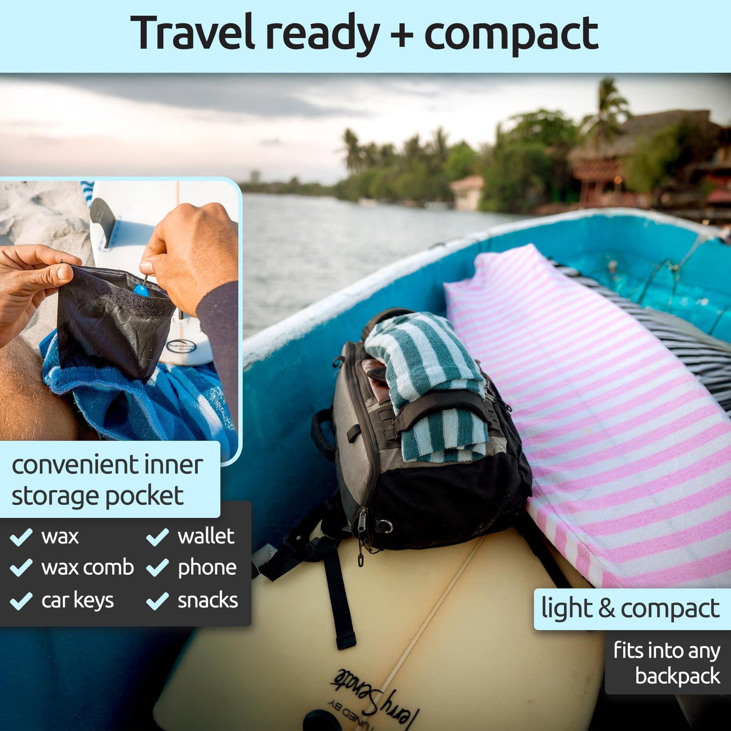 PAMGEA Surf Squared 8'2" Longboard Surfboard Sock Cover – Lightweight Stretch SUP & Paddleboard Bag, Protective Sleeve for Shortboard, Longboard, Hybrid, Wakesurf – Surfing Accessory, Black