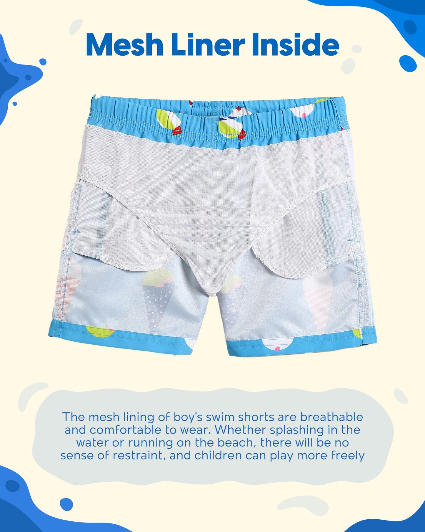 maamgic Boys Swim Trunks Toddler Swim Shorts Little Boys Bathing Suit Swimsuit Toddler Boy Swimwear,Ice-Lake Blue,5 T