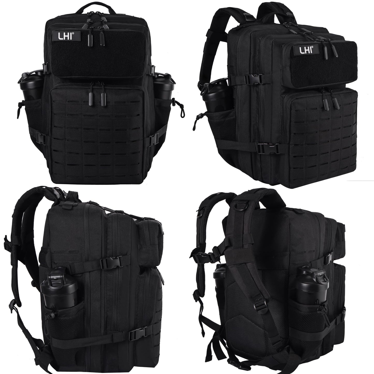 LHI Tactical Military Backpack for Men 25L/45L Large Molle Army Assault Pack 3 Day Hiking Rucksack With Bottle Holder