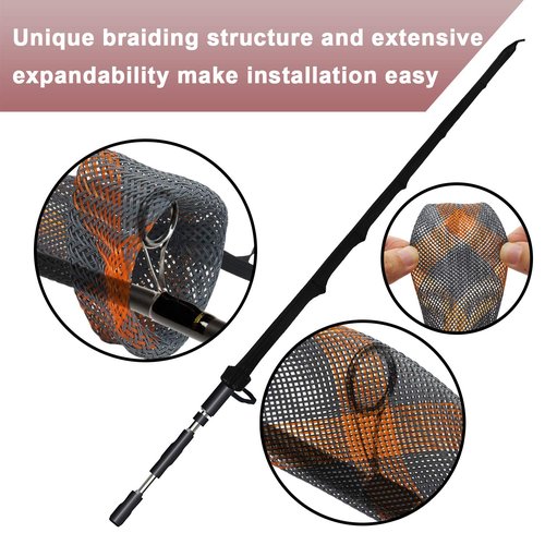 Beetwo Fishing Rod Cover, 4 Pack Fishing Rod Sleeve Sock Pole Glove Protector Cover with Lanyard for Fly, Spinning, Casting, Sea Fishing Rod