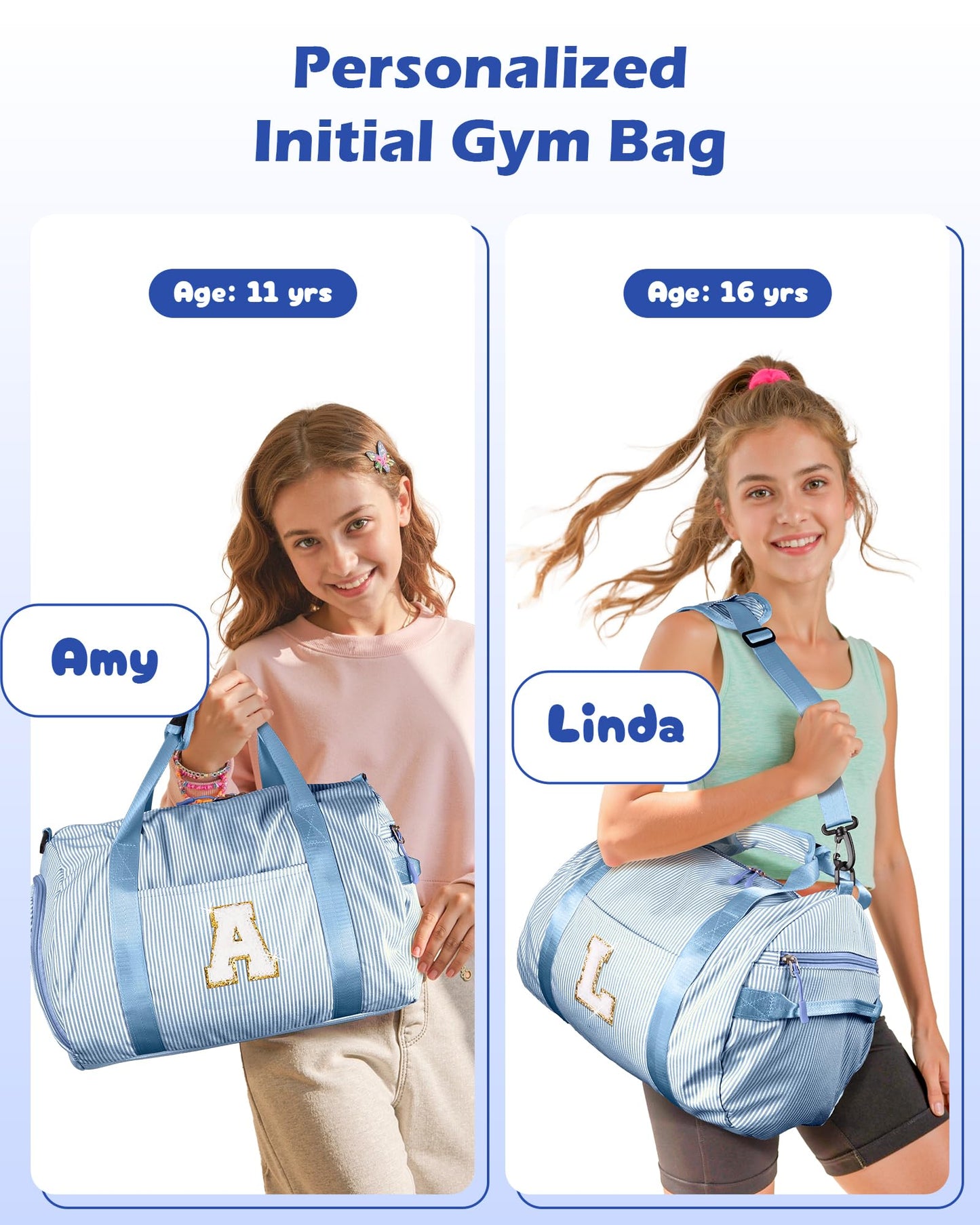 Vogewood Birthday Gift for Daughter, Girls Travel Duffle Bag, Kids Initial Overnight Bags with Shoe Compartment, Customized Weekender Bag with Makeup Pouch, Trip Essentials (Letter R)