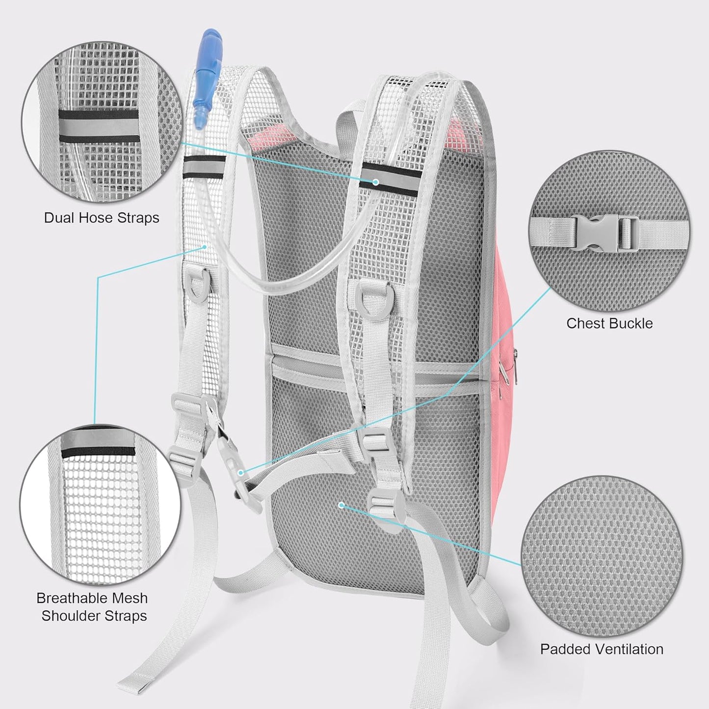Hydration Backpack - Lightweight Water Backpack with 2L Water Bladder Bag, Running Hydration Vest Backpack for Men Women, Hydration Pack for Hiking, Cycling, Climbing MIYCOO