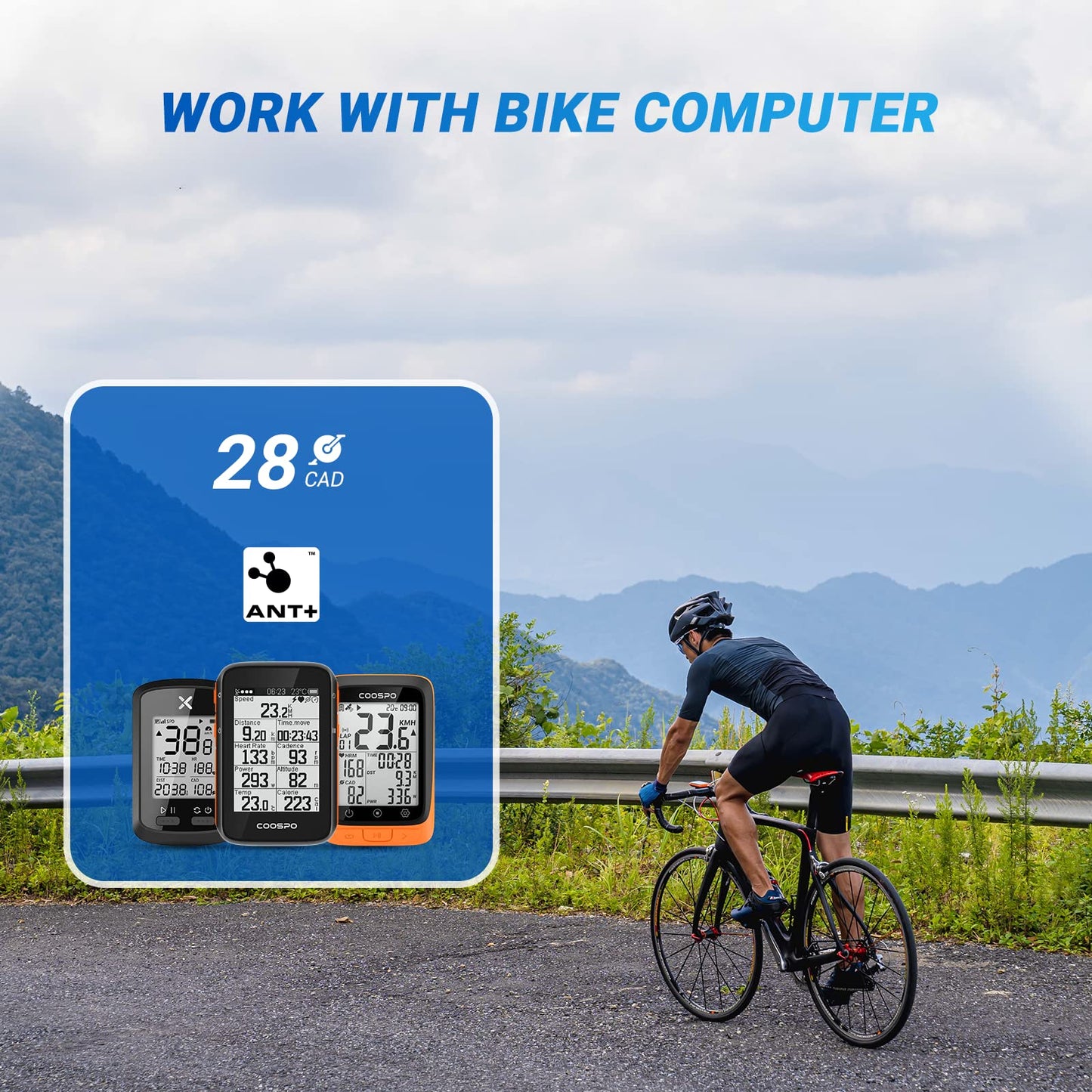 MOOFIT Speed/Cadence Sensor,ANT+ Bluetooth Cycling Cadence Sensor,Wireless RPM Sensor for Bicycle or Spin Bike,IP67 Speed and Cadence Sensor Compatible with Wahoo,Openrider,Peloton