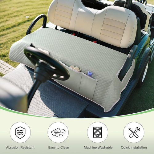 MoKo Golf Cart Seat Covers for EZGO, Club Car and More 2-Seat Carts, Universal Golf Cart Seat Towel Blanket with 4 Front Pockets, Universal Golf Accessories, Non-Slip Easy to Clean, Green