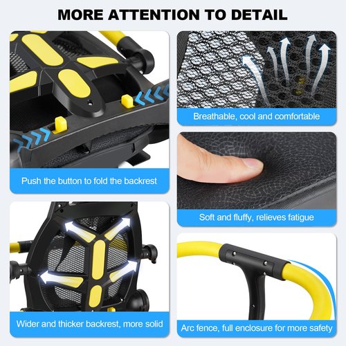 OUSEXI 2025 New Rear Child BikeSeat, Adiustable BackrestRear Bike Seat, Foldableand Rotatable RearMounted Child Bike Seat Child Rear Seat with ThickBackrest, Suitable for MostBicycle (Black)