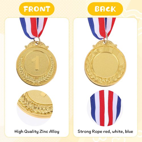 6 Pieces Olympic Medals for Adults Gold Medals for Awards Adults, First Place Metal Award Medal Metal Winner Participation Medal for Basketball, Sports, Track, Tournaments, Prizes, Competitions