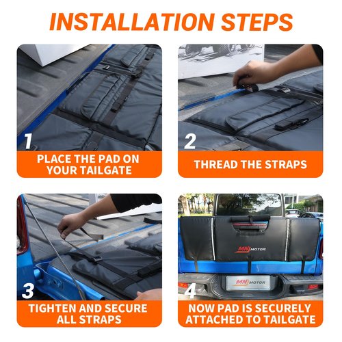 MNJ MOTOR Tailgate Bike Pad, Pickup Truck Tailgate Pad Carry 5 Mountain Bikes Tailgate Cover Tailgate Protection Pad with Reflective Strips Tool Pockets and Rear Camera Opening