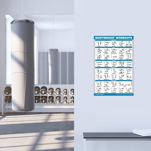 Palace Learning Dumbbell Workouts and Bodyweight Exercise Poster Set - LAMINATED 2 Chart Set - Dumbbell Exercise Routine & Body Weight Workouts (18" x 24")