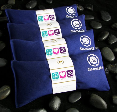Happy Wraps Yoga Eye Pillows - Unscented Eye Pillows - Namaste Hot Cold for Stress, Meditation, Spa, Relaxation Gifts - Made in USA Set of 4 - Navy Cotton