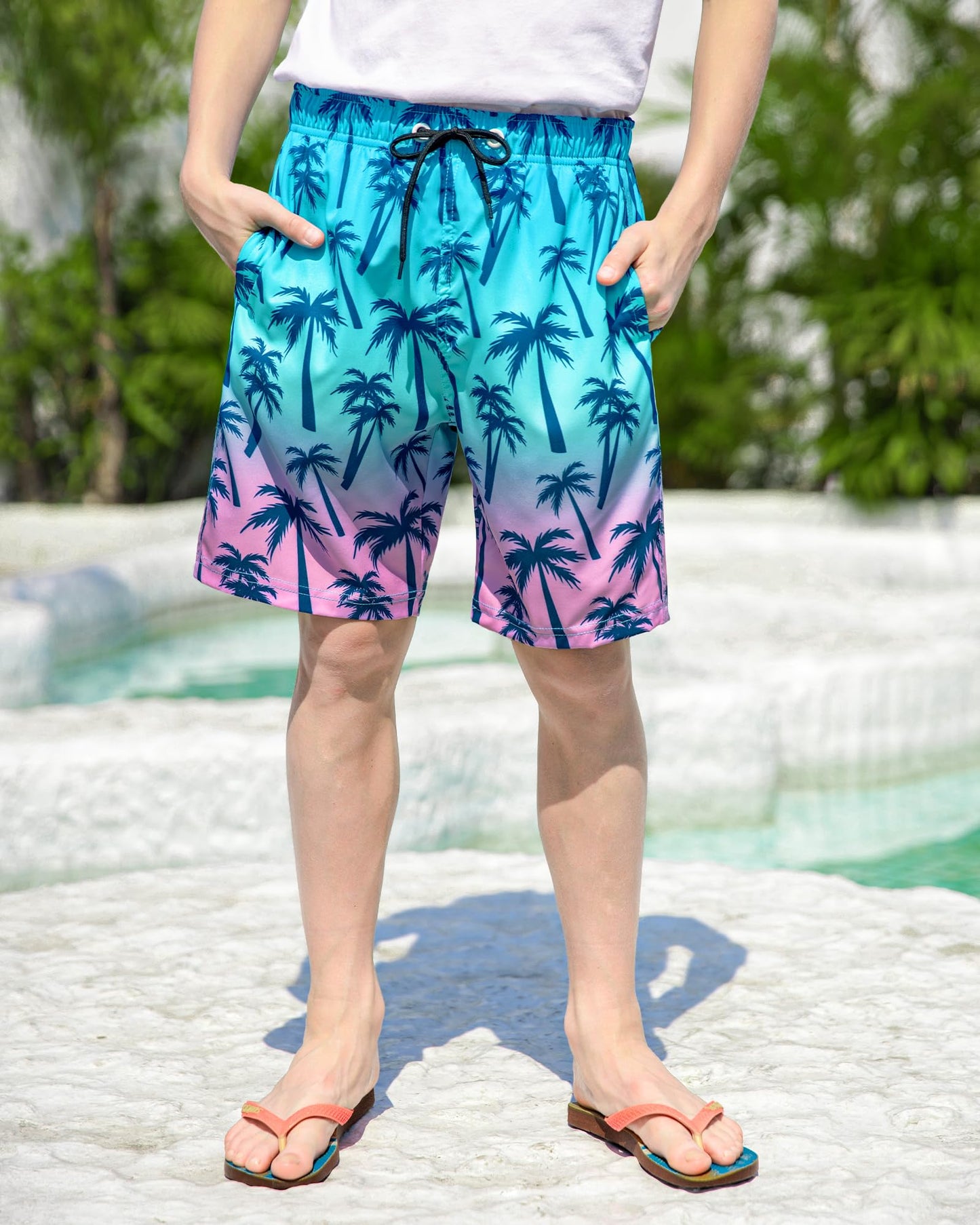 OlyPegic Boys Swim Trunks with Boxer Brief Liner Compression Boy Bathing Suit Quick Dry Beach Swimsuit Toddler Swim Shorts
