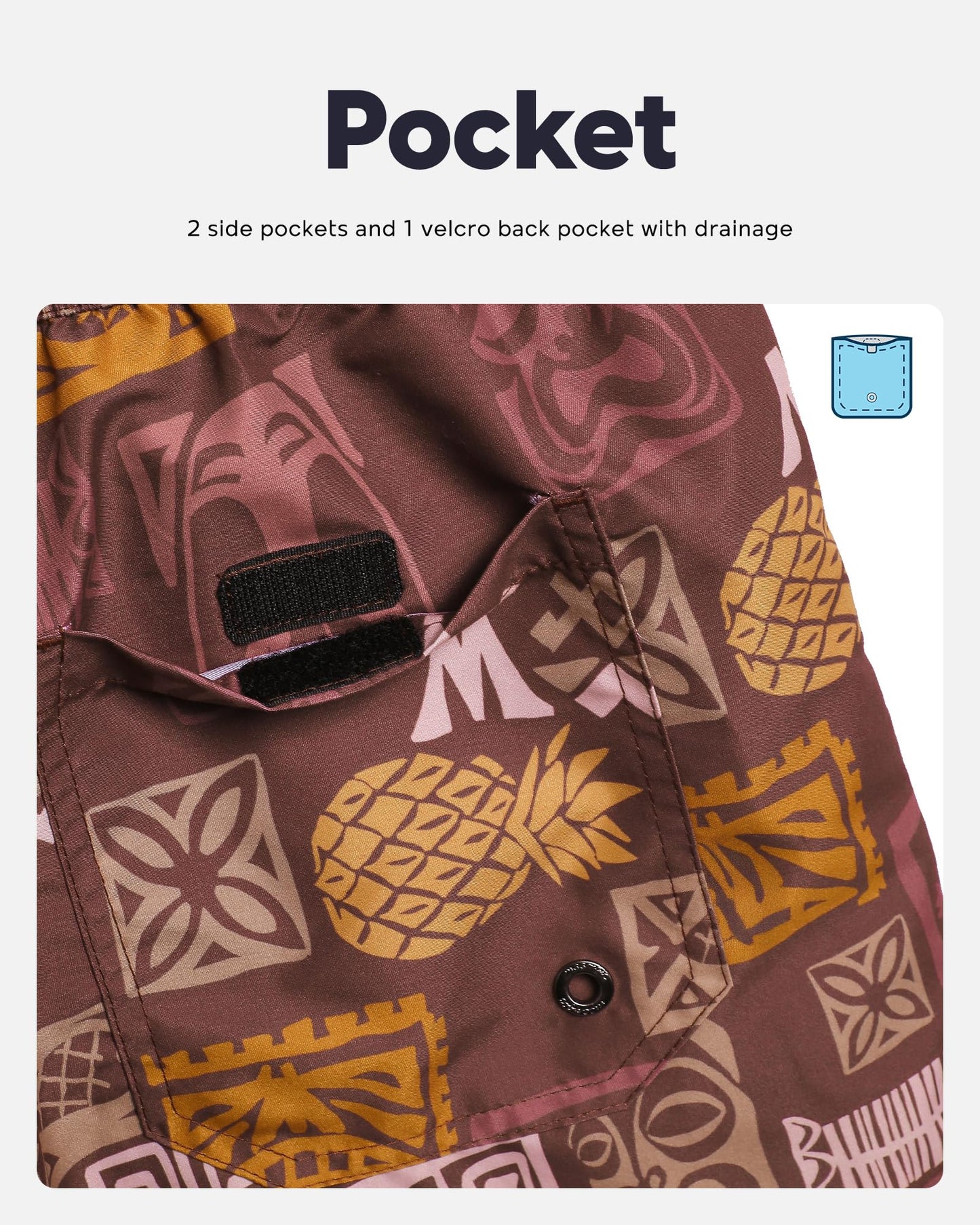 maamgic Mens Swim Trunks Quick Dry Swim Shorts with Mesh Lining Funny Swimwear Bathing Suits 7inch Brown Totem X-Large