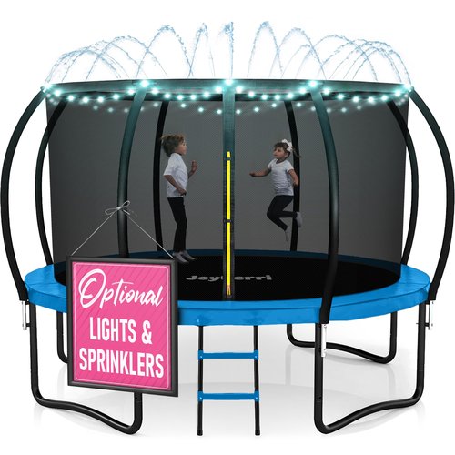 Trampoline for Kids and Adults - 8Ft 10Ft 12Ft 14FT Trampoline with Net - with Bonus Sprinkler and LED Lights/ASTM Certified/Extra Sturdy Recreational Outdoor Trampolines