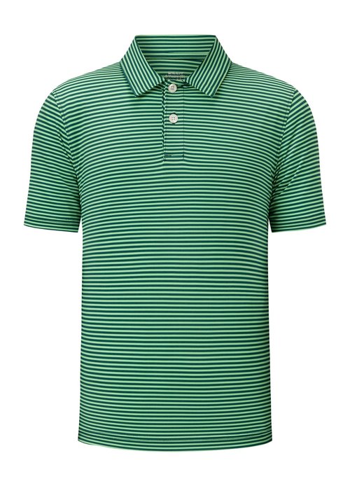 Willit Boys' Polo Shirt Striped Youth Kids Golf Shirts Quick Dry Athletic School Golf Polos Short Sleeve Green Stripe M