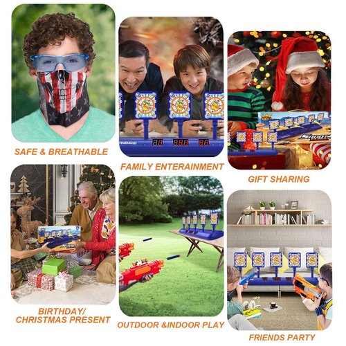 Digital Shooting Targets for Nerf Guns Practice Toy, Upgrade 5 Targets Auto Reset 3 Game Mode Electronic Scoring, Ideal Fun Gifts Toys for Age 5,6,7,8,9,10,11,12,13+ Year Old Kids/Boys/Girls