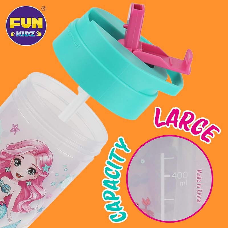 17oz Mermaid Themed Water Bottle with Silicone Straw, Leak-Proof Cap, BPA Free, Kid Safety Design